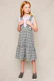 G5875 Grey Tiered Glen Check Overall Dress Full Body Pose