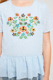 G5878 SKY Flower Embroidered Baby Doll Top Front Detail