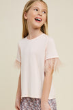 G7319-LT PINK Feather Sleeve T-Shirt Alternate Angle