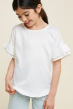 G7431-OFF WHITE-Pleated Tier Sleeve Top Front