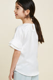 G7431-OFF WHITE Pleated Tier Sleeve Top Back