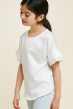 G7431-OFF WHITE Pleated Tier Sleeve Top Alternate Angle