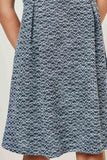 G8066-NAVY Tweed Babydoll Mini Dress Front Detail