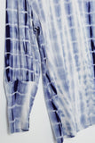 G8255-BLUE Tie Dye Banded Cuff Top Front Detail