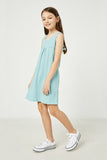 GDJ3430 Aqua Girls Gauze Stripe Babydoll Mini Dress Full Body