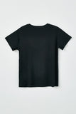GJ3252 BLACK Girls Side Ribbon Tie T Shirt Back Flat