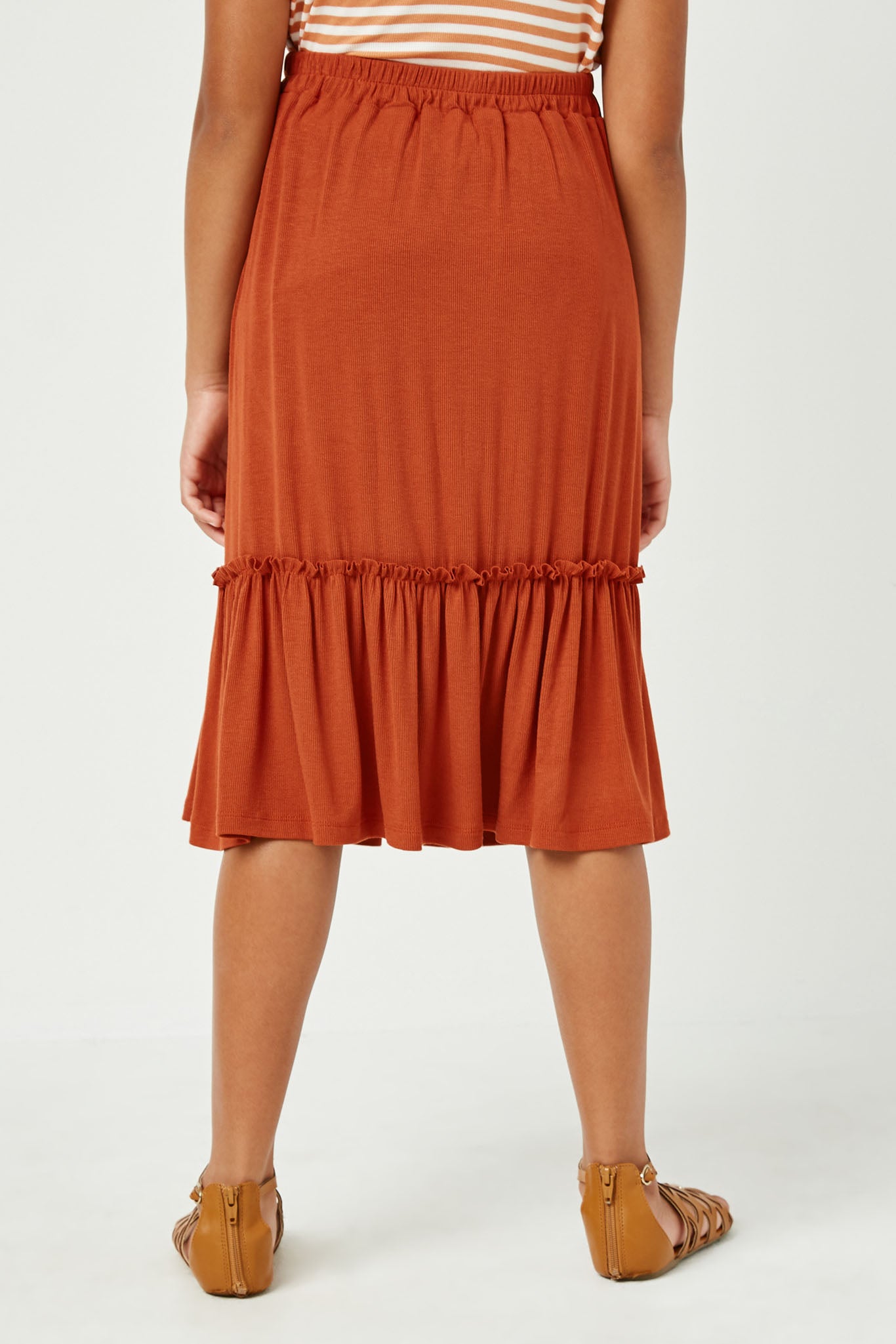 Girls Ruffled Midi Skirt | Cute Girls' Clothes Rust / S Rust Girl's Bottoms Skirts Hayden Girls Girls Ruffled Midi Skirt | Cute Girls' Clothes Rust / S Rust Girl's Bottoms Skirts Hayden Girls