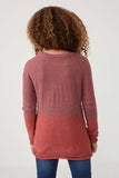 GK1114 MAUVE Girls Roll Up Detail Contrast Knit Pullover Sweater Back