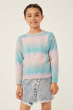 Ribbed Ruffle Pullover Ombre Sweater