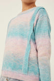 GK1117 Pink Mix Girls Ribbed Ruffle Pullover Ombre Sweater Detail