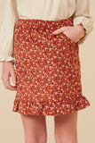 Ditsy Floral Ruffled Corduroy Skirt