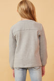 GK1443 Grey Girls Stripe Blocked Puff Sleeve Knit Top Back