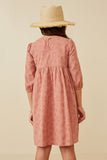 GK1541 Rose Girls Pleated Detail Embroidered Dress Back