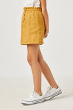 GN4268 MUSTARD Girls Brushed Button Detail Patch Pocket Paper bag Skirt Side