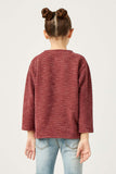 GN4446 MAUVE Girls Textured Waffle Chenille Long Sleeve Top Back