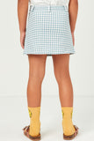 GN4527 DENIM Girls Gingham Buttoned Denim Skirt Side