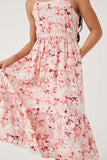 GN4556 PINK Girls Floral Back Smocked Tiered Tank Dress Detail