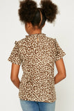 GY1083-Taupe Leopard Ruffle High Neck Top Back