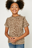 GY1083-Taupe Leopard Ruffle High Neck Top Front