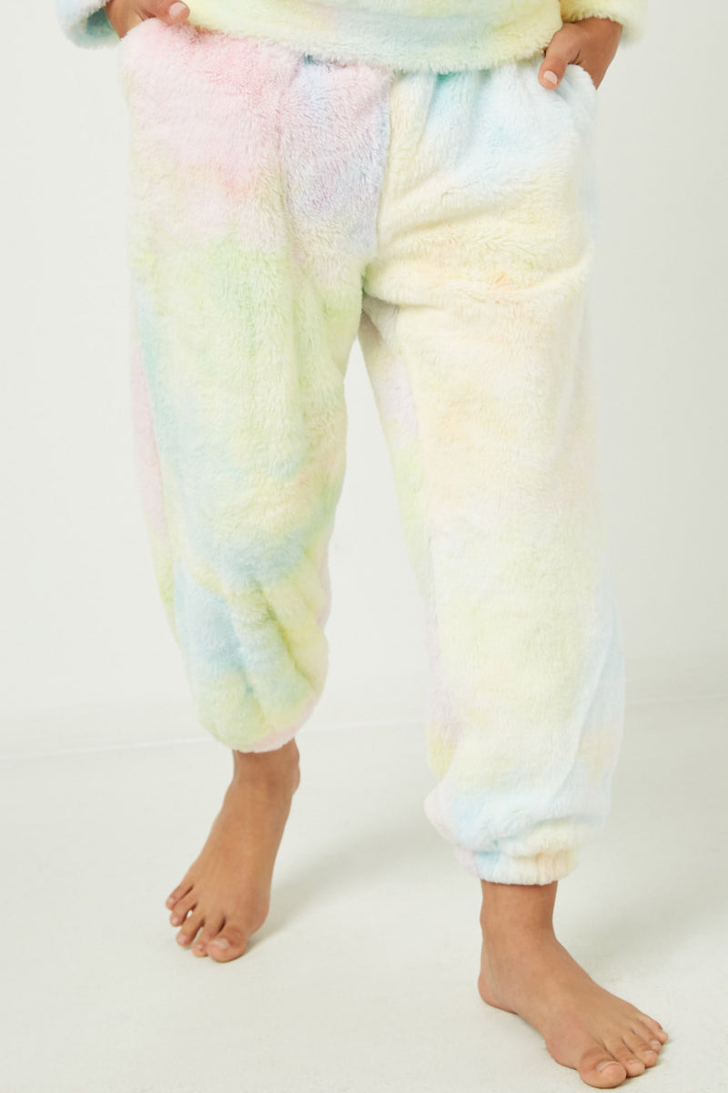 GY2360 Cream Mix Girls Tie Dye Fleece Joggers Detail