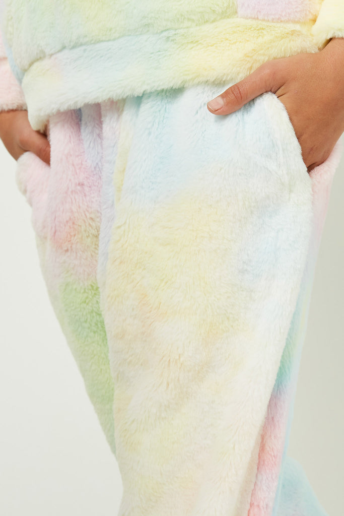 GY2360 Cream Mix Girls Tie Dye Fleece Joggers Detail