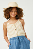 GY2653 Mustard Girls Striped V Neck Buttoned Cami Front