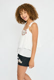 GY2751 Off White Girls Embroidered Tiered Pleated Tank Side