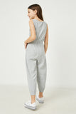 GY2803 GREY Girls Textured Buttoned Knit Jumpsuit Back