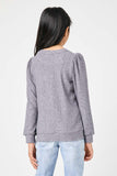 GY2857 GREY Girls Long Sleeve Cable Knit Detail Top Back