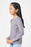 GY2857 GREY Girls Long Sleeve Cable Knit Detail Top Side