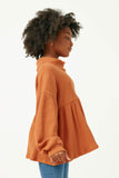 GY5187 RUST Girls Ribbed Mock Neck Long Sleeve Knit Top Side