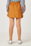 GY5307 MUSTARD Girls Cinched Elastic Waist Corduroy Skirt Detail