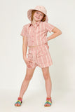 GY5964 Mauve Girls Textured Gingham Front Pocket Shorts Full Body