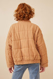 GY6261 TAUPE Girls Quilted Zip Up Padded Jacket Back