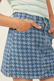 GY6265 Denim Girls Houndstooth Print Denim Skirt Detail