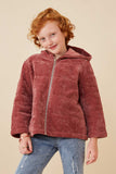 GY6329 Mauve Girls Chenille Padded Hooded Jacket Front