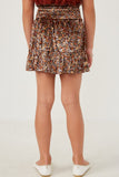 GY6370 RUST Girls Floral Velvet Smocked Tiered Skirt Back