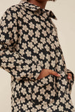 GY7661 Black Girls Daisy Textured Stretch Knit Overshirt Detail