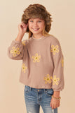 Brushed Rib Knit Embroidered Daisy Top