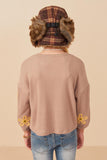 Girls Brushed Rib Knit Embroidered Daisy Top Back