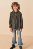 Girls Smocked Yoke Garment Washed Tencel Tunic Full Body