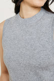 H7935 GREY Womens Knit Mock Neck Sweater Dress Front Detail