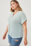 HDN4632W SAGE Plus Textured Knit Buttoned Twist Front Top Back