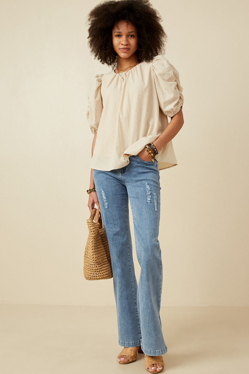 Womens Textured Puff Sleeve Top | Mommy and Me – Hayden Girls