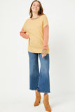 HY2743 MUSTARD Womens Colorblock Waffle Knit Sweater Full Body