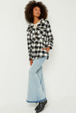 Womens Plaid Belted Long Length Shacket