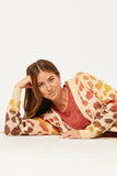 HY5194 RUST_MIX Womens Multi Color Leopard Open Sweater Cardigan