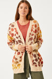 HY5194 RUST_MIX Womens Multi Color Leopard Open Sweater Cardigan