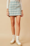 HY6595 MINT Womens Flannel Zip Up Skirt Front
