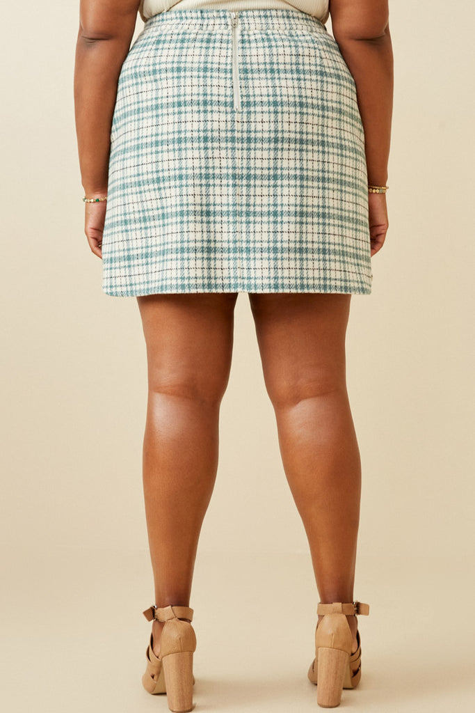 HY6595W MINT Plus Flannel Zip Up Skirt Back